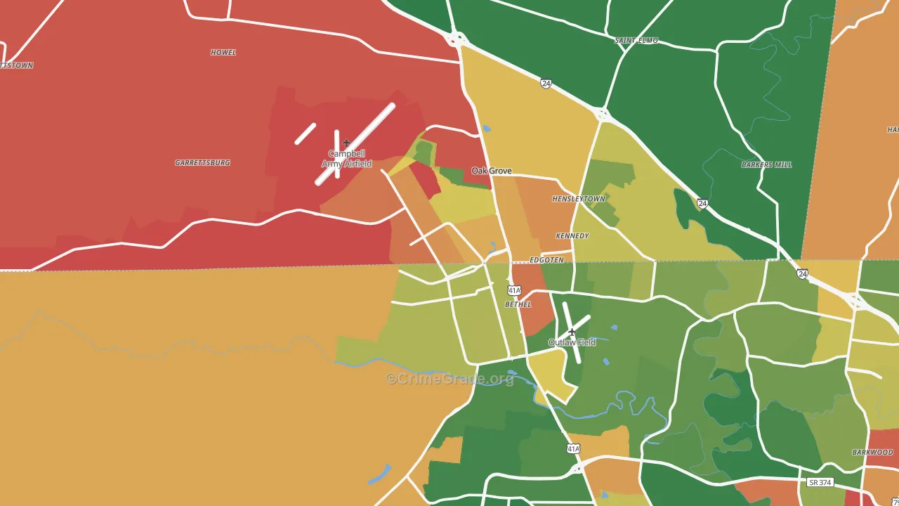 42223, KY Map of Drug-Related Crime Rates
