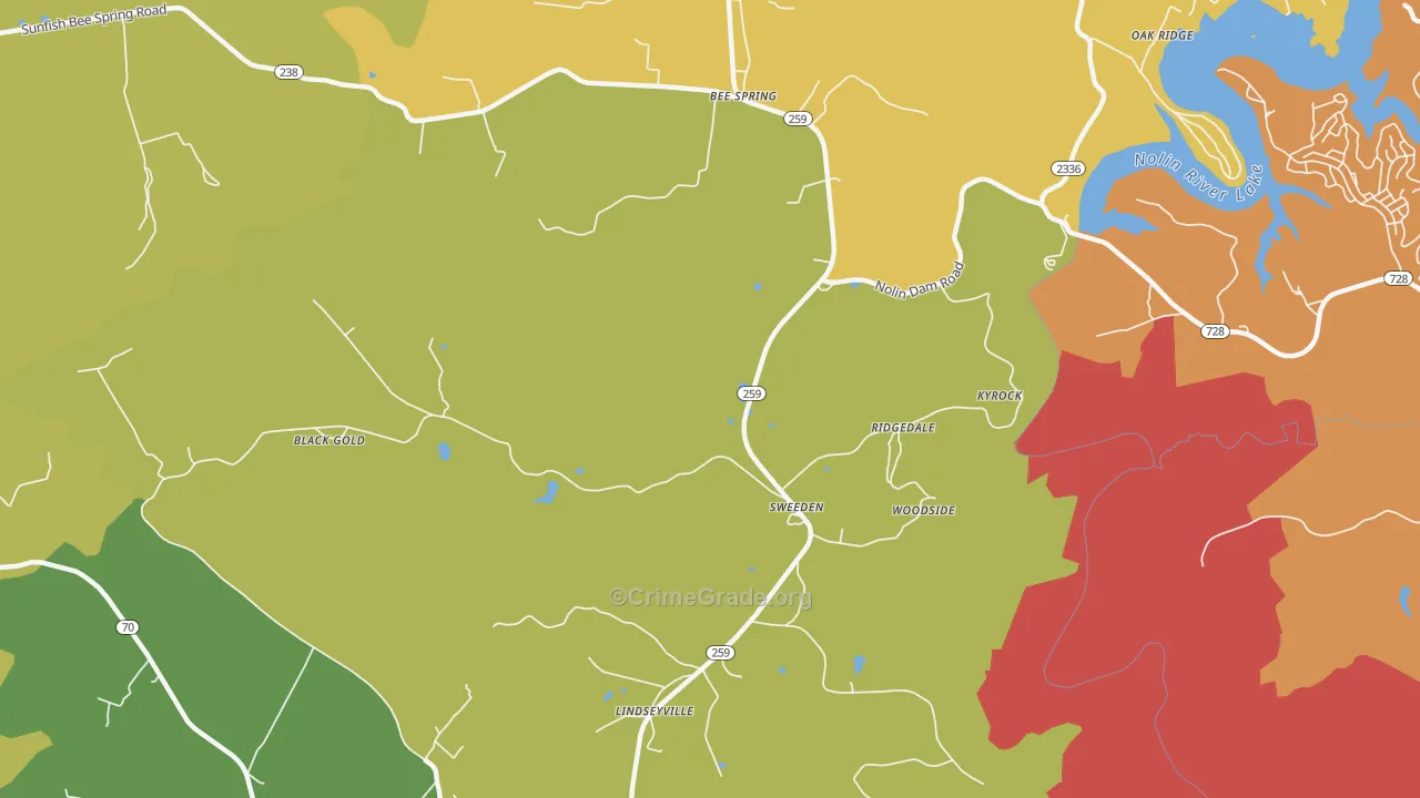 42285, KY Map of Drug-Related Crime Rates
