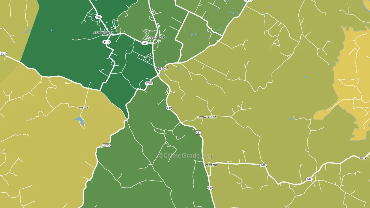 42324, KY Map of Drug-Related Crime Rates