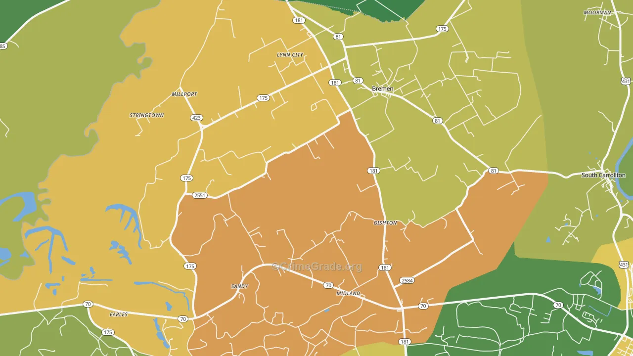42325, KY Map of Drug-Related Crime Rates