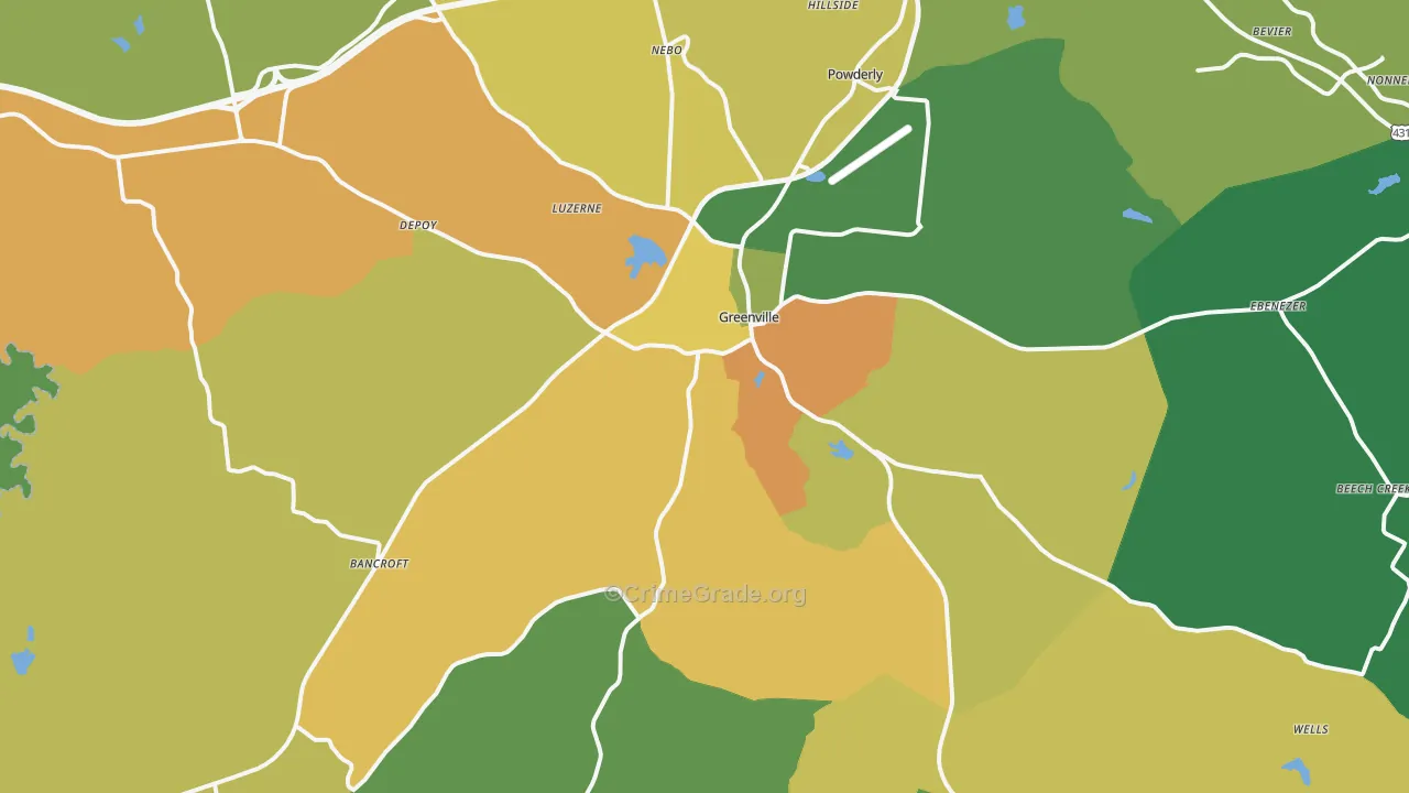 42345, KY Map of Drug-Related Crime Rates