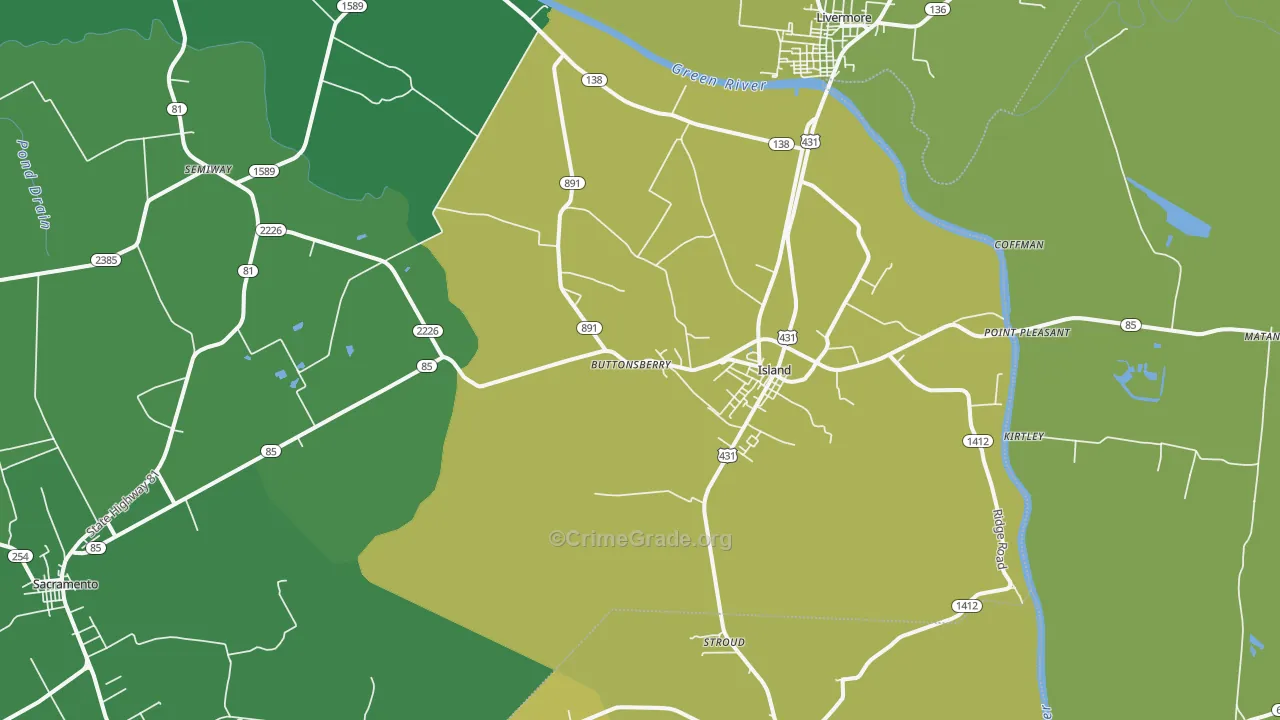 42350, KY Map of Drug-Related Crime Rates