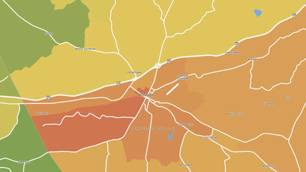 42445, KY Map of Drug-Related Crime Rates