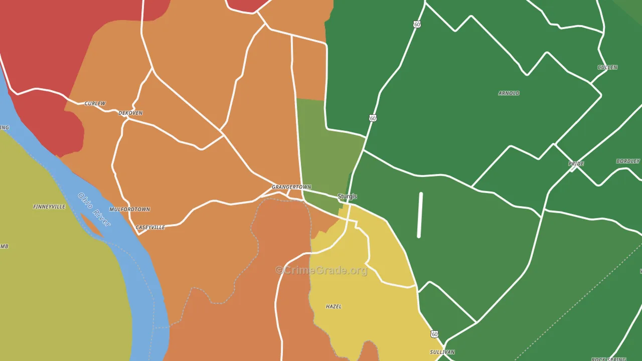 42459, KY Map of Drug-Related Crime Rates