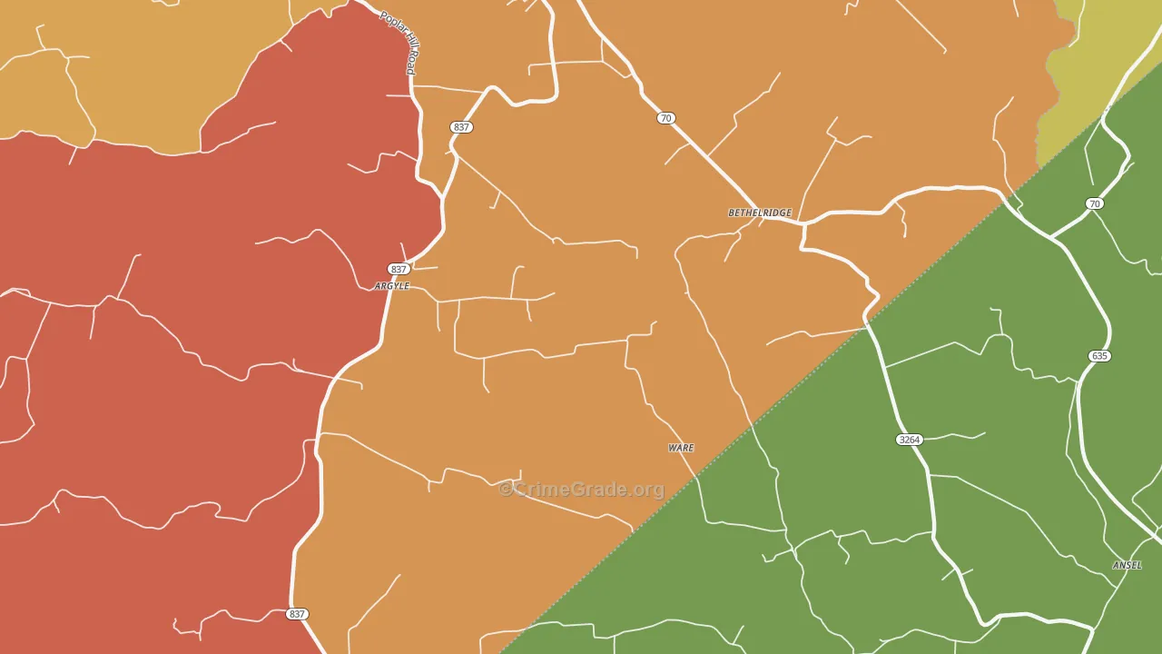42516, KY Map of Drug-Related Crime Rates