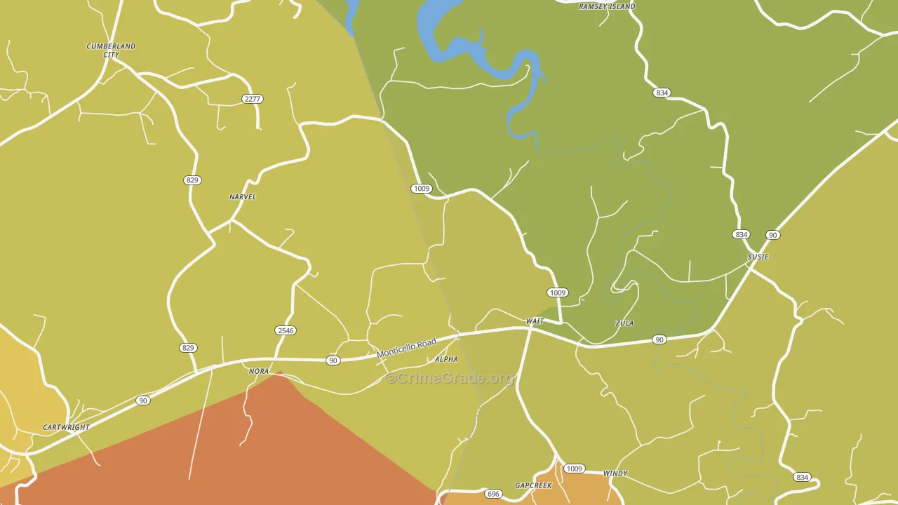 42603, KY Map of Drug-Related Crime Rates