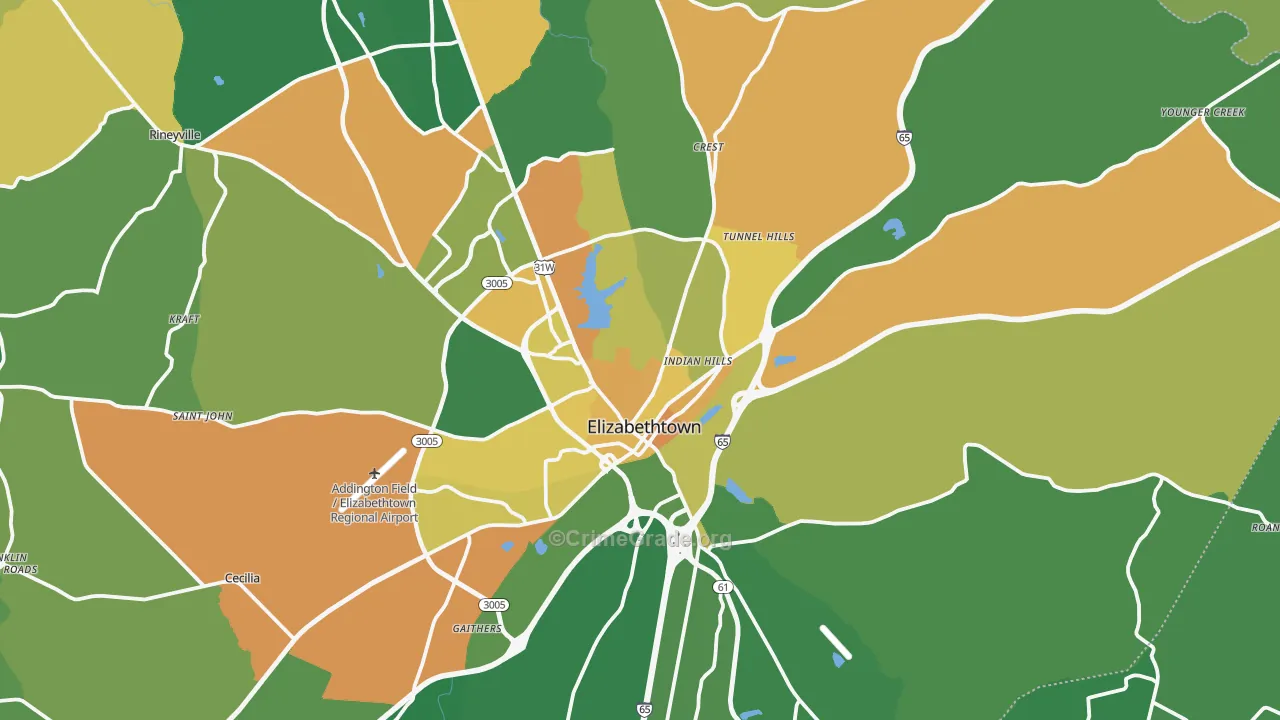 42701, KY Map of Drug-Related Crime Rates