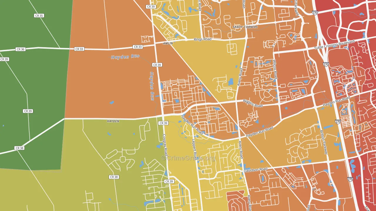 43002, OH Map of Drug-Related Crime Rates