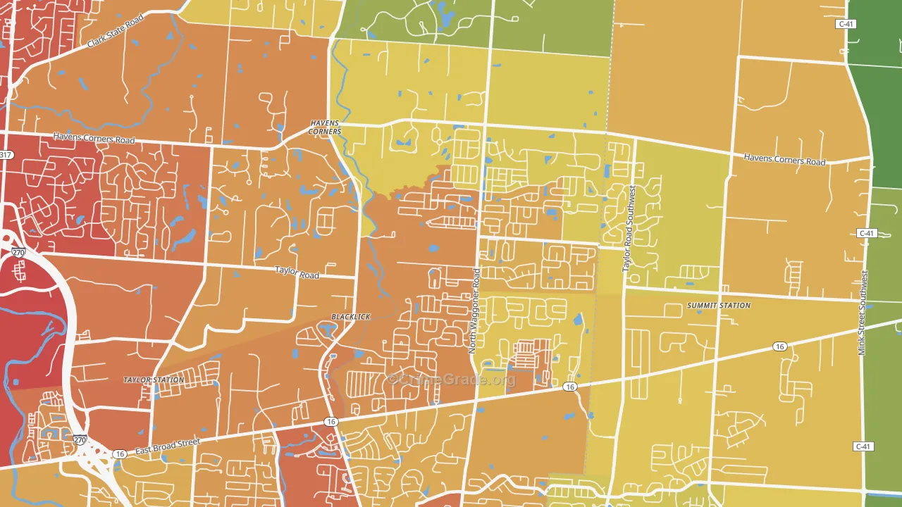 43004, OH Map of Drug-Related Crime Rates