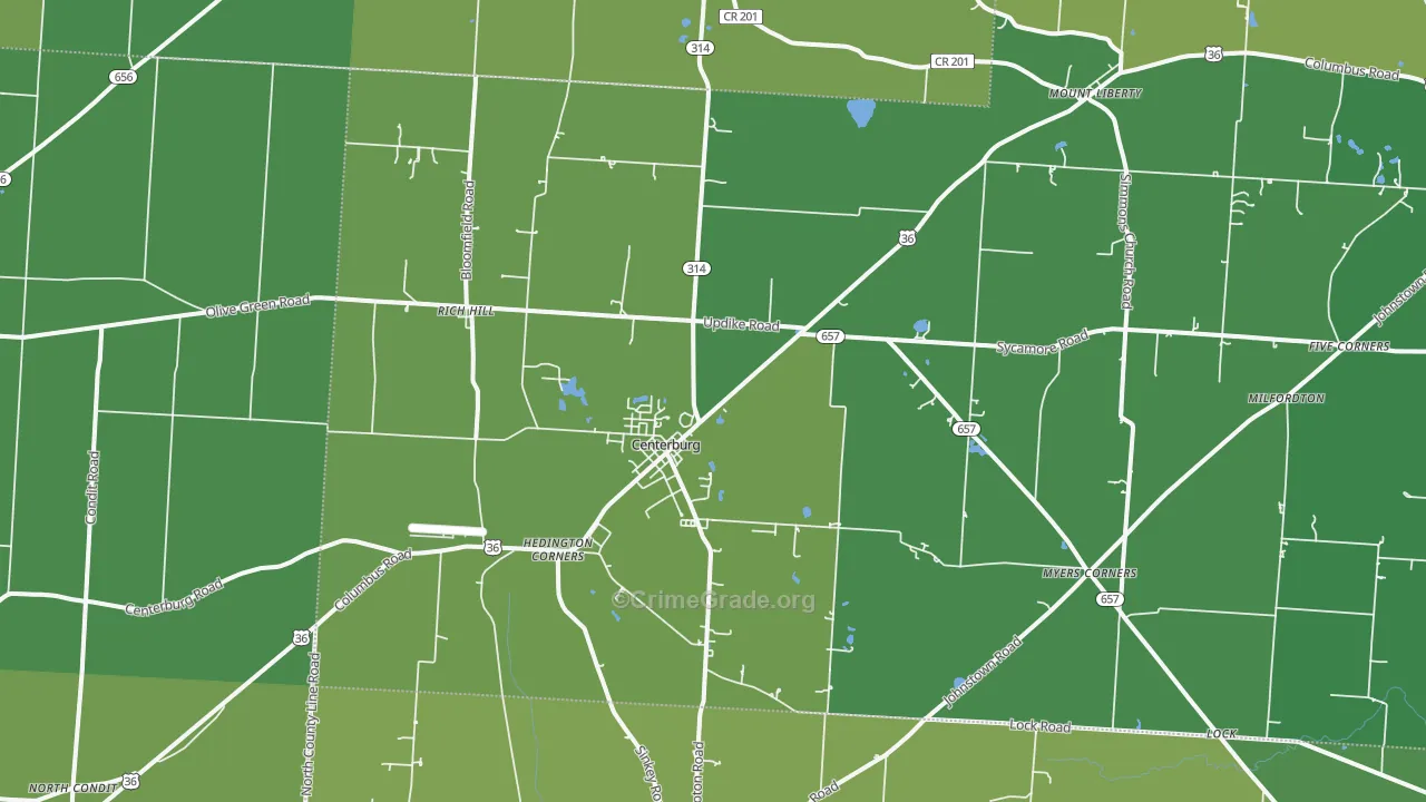 43011, OH Map of Drug-Related Crime Rates