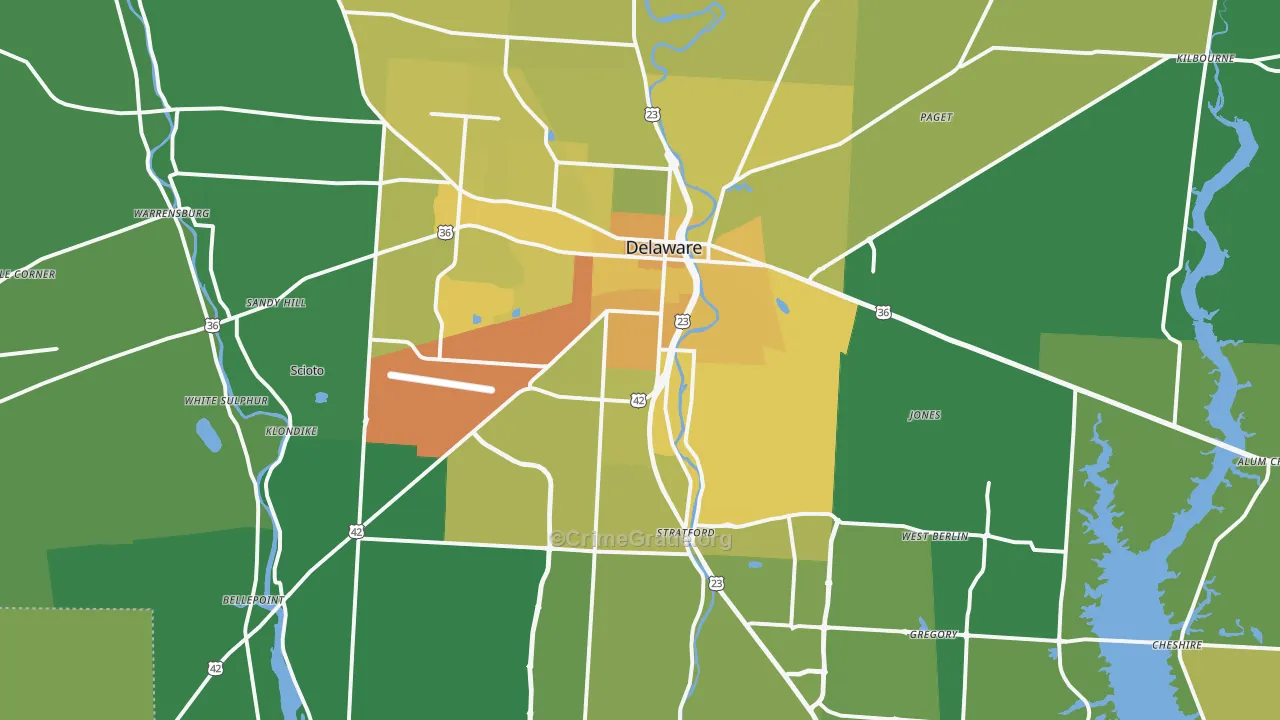 43015, OH Map of Drug-Related Crime Rates