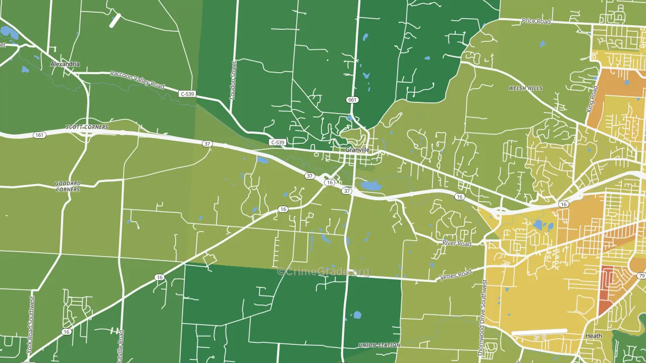 43023, OH Map of Drug-Related Crime Rates