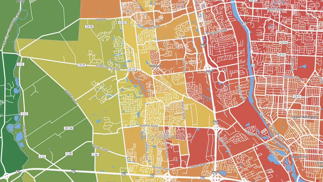 43026, OH Map of Drug-Related Crime Rates