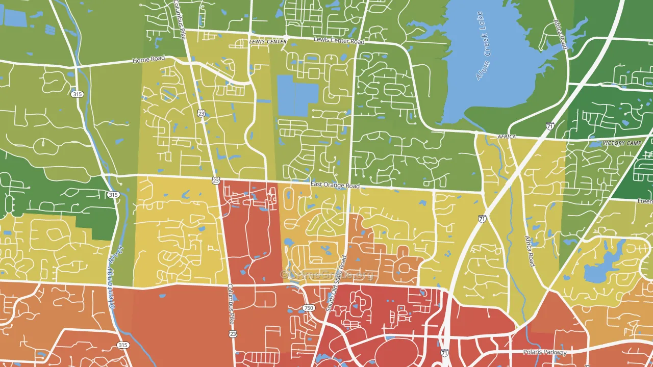 43035, OH Map of Drug-Related Crime Rates