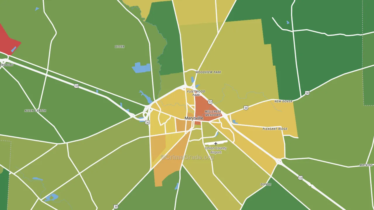 43040, OH Map of Drug-Related Crime Rates