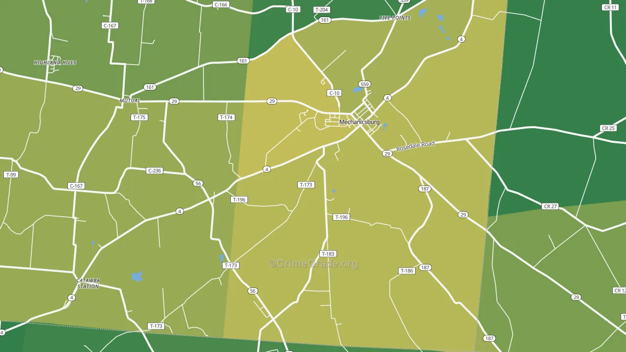 43044, OH Map of Drug-Related Crime Rates
