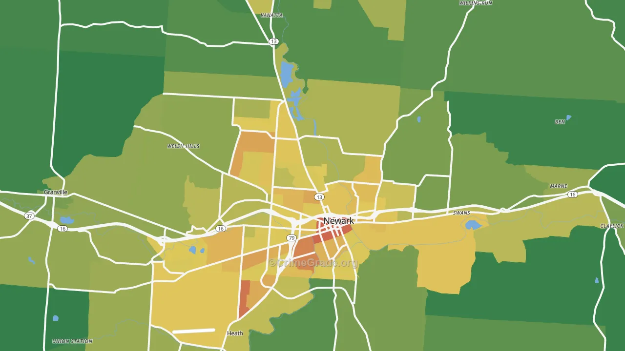 43055, OH Map of Drug-Related Crime Rates
