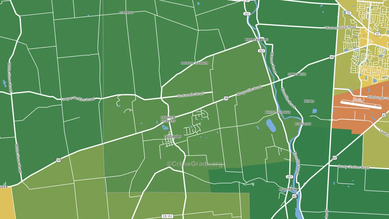 43061, OH Map of Drug-Related Crime Rates