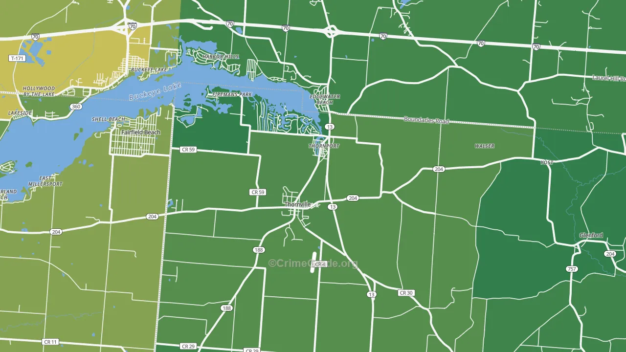 43076, OH Map of Drug-Related Crime Rates