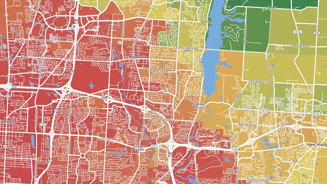 43081, OH Map of Drug-Related Crime Rates