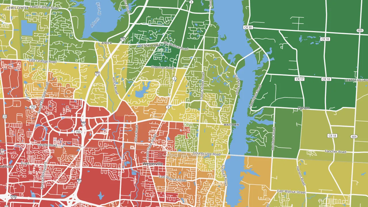 43082, OH Map of Drug-Related Crime Rates