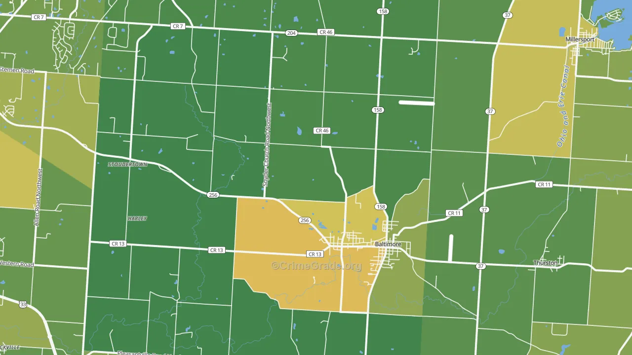 43105, OH Map of Drug-Related Crime Rates