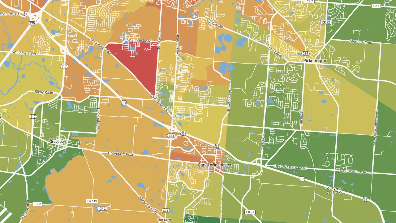43110, OH Map of Drug-Related Crime Rates