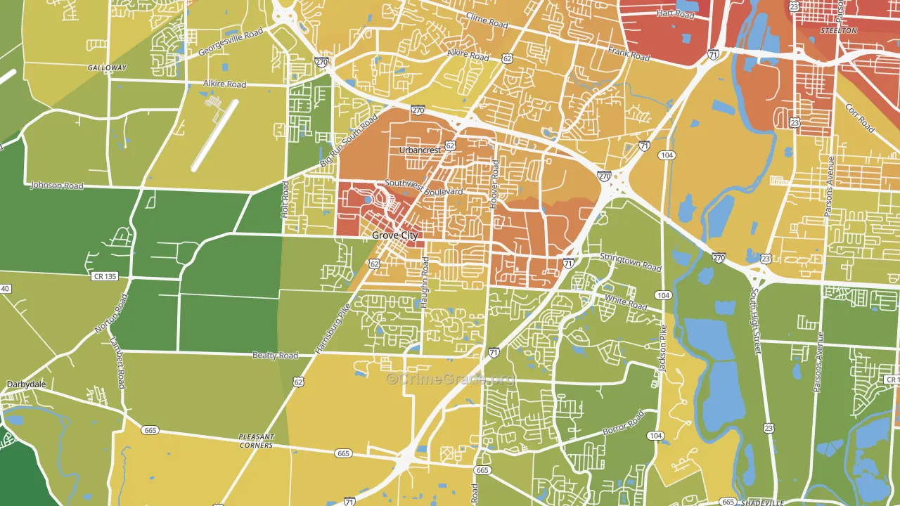 43123, OH Map of Drug-Related Crime Rates