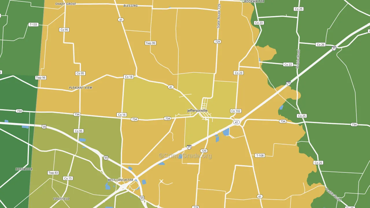 43128, OH Map of Drug-Related Crime Rates