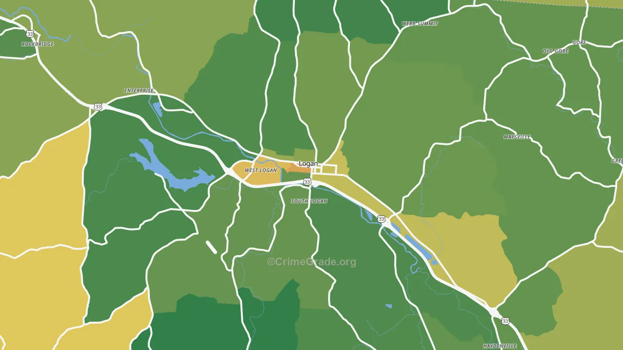 43138, OH Map of Drug-Related Crime Rates