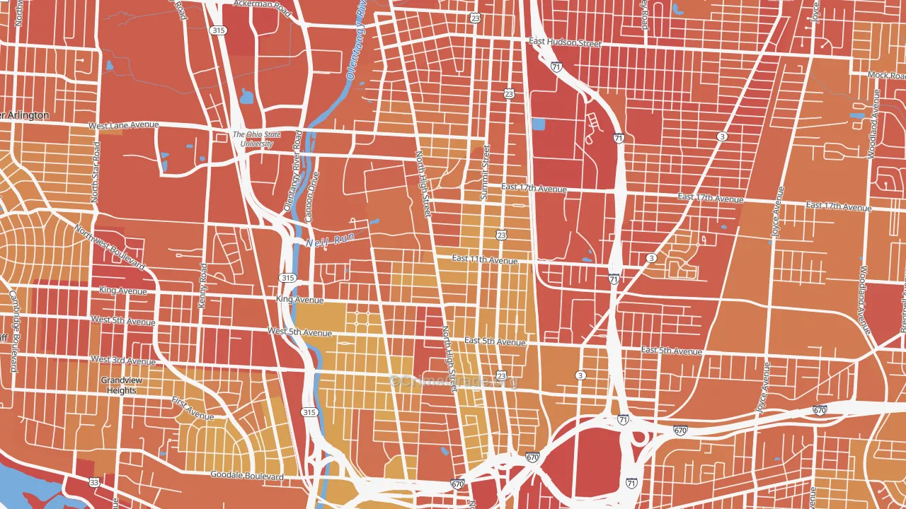43201, OH Map of Drug-Related Crime Rates