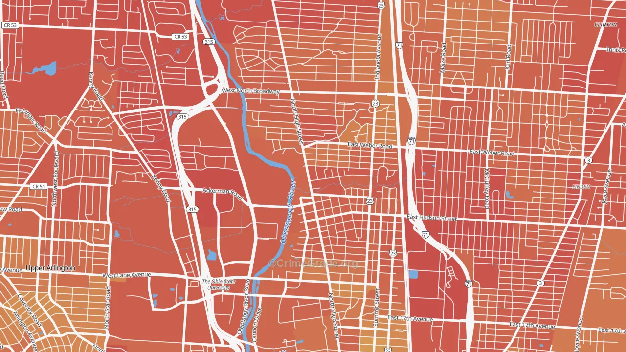 43202, OH Map of Drug-Related Crime Rates