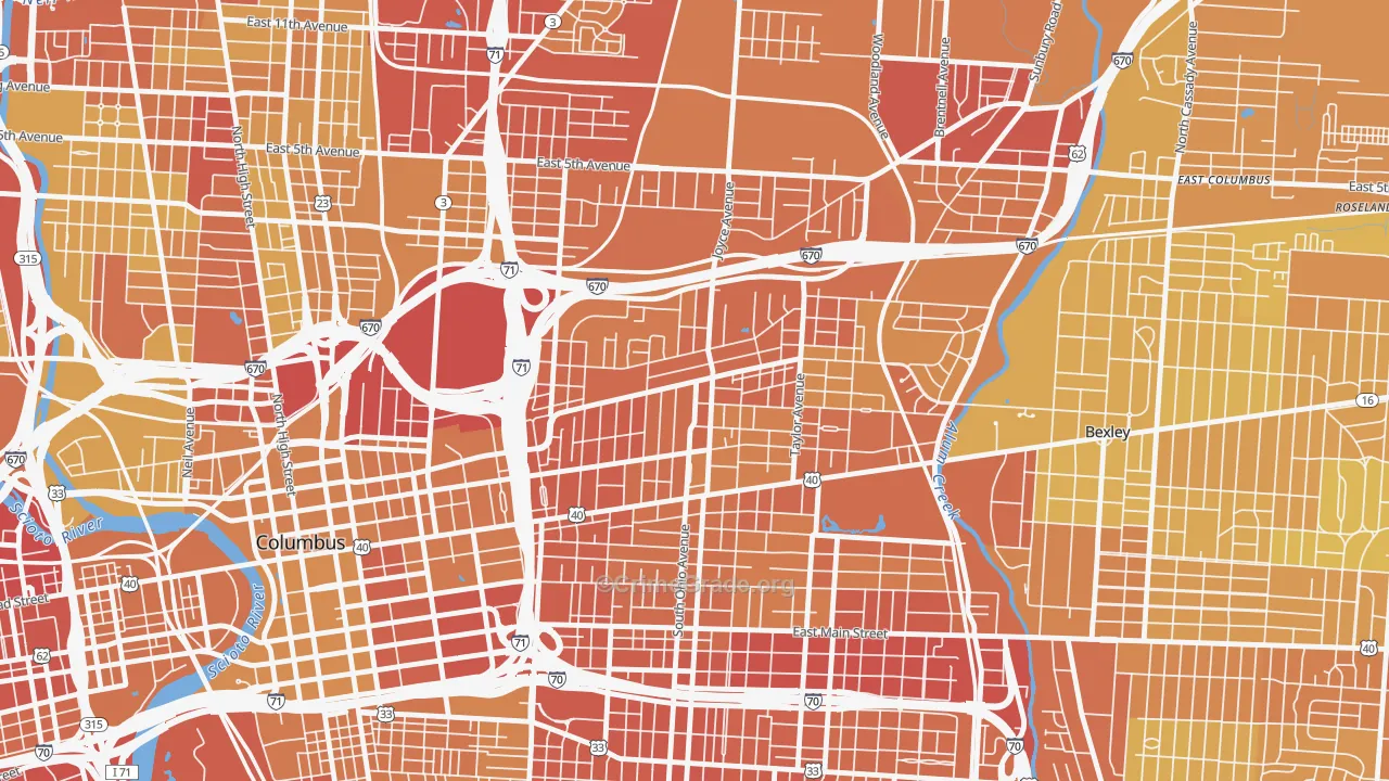 43203, OH Map of Drug-Related Crime Rates
