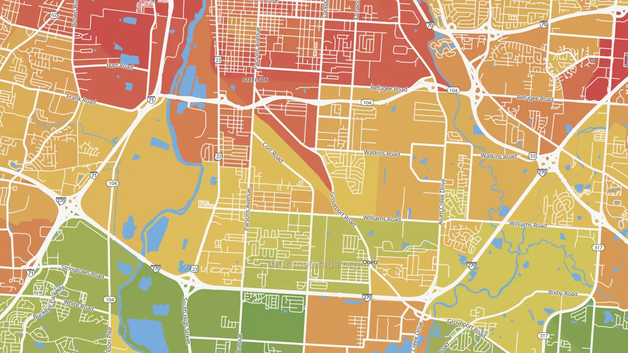 43207, OH Map of Drug-Related Crime Rates
