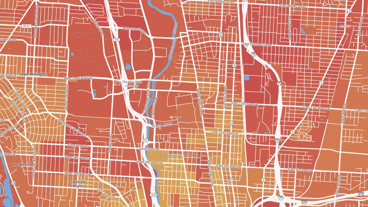43210, OH Map of Drug-Related Crime Rates