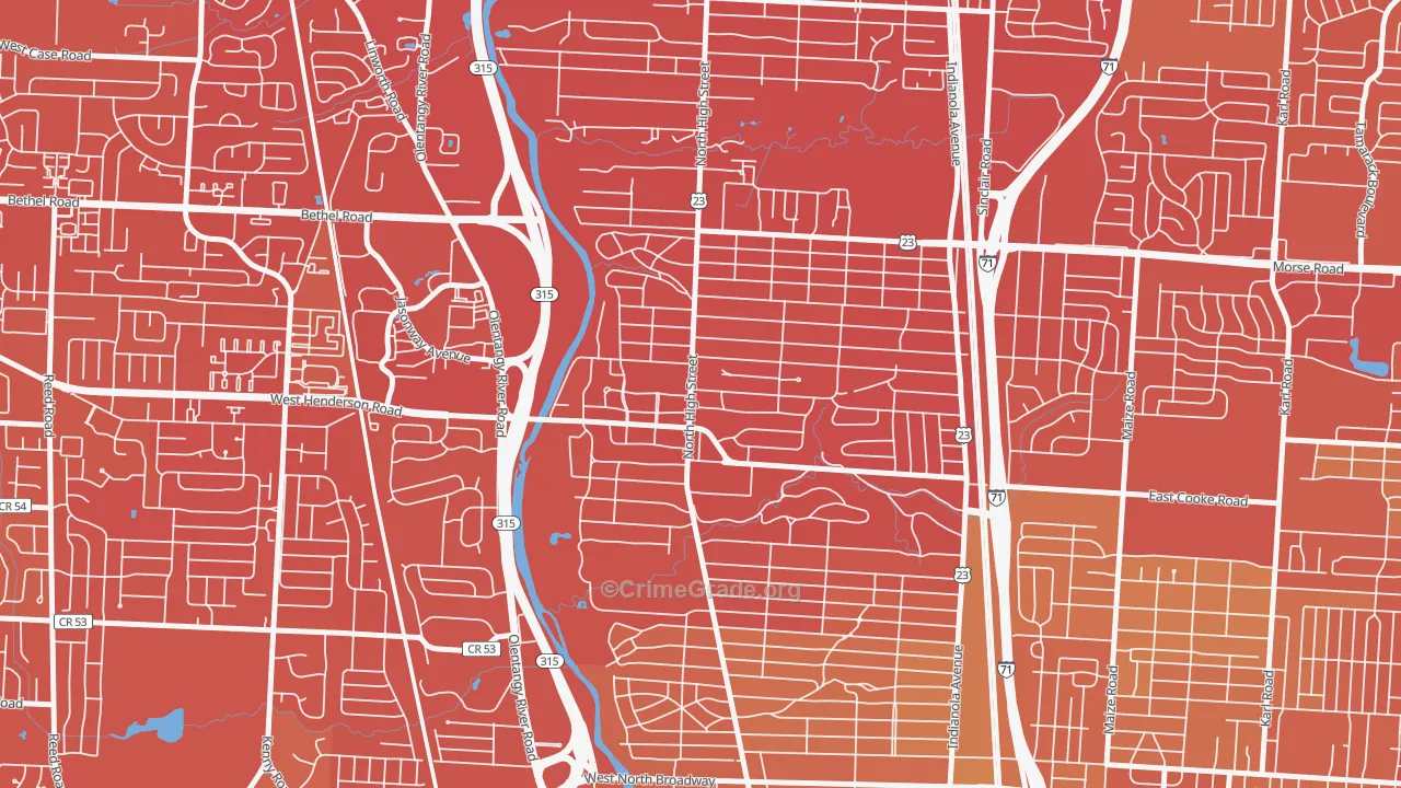 43214, OH Map of Drug-Related Crime Rates