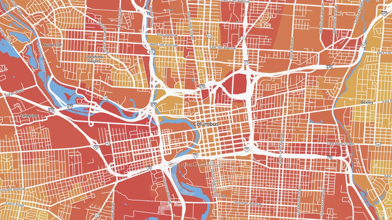 43215, OH Map of Drug-Related Crime Rates