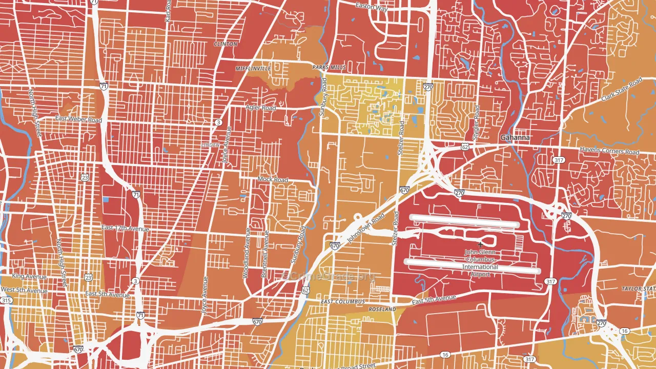 43219, OH Map of Drug-Related Crime Rates