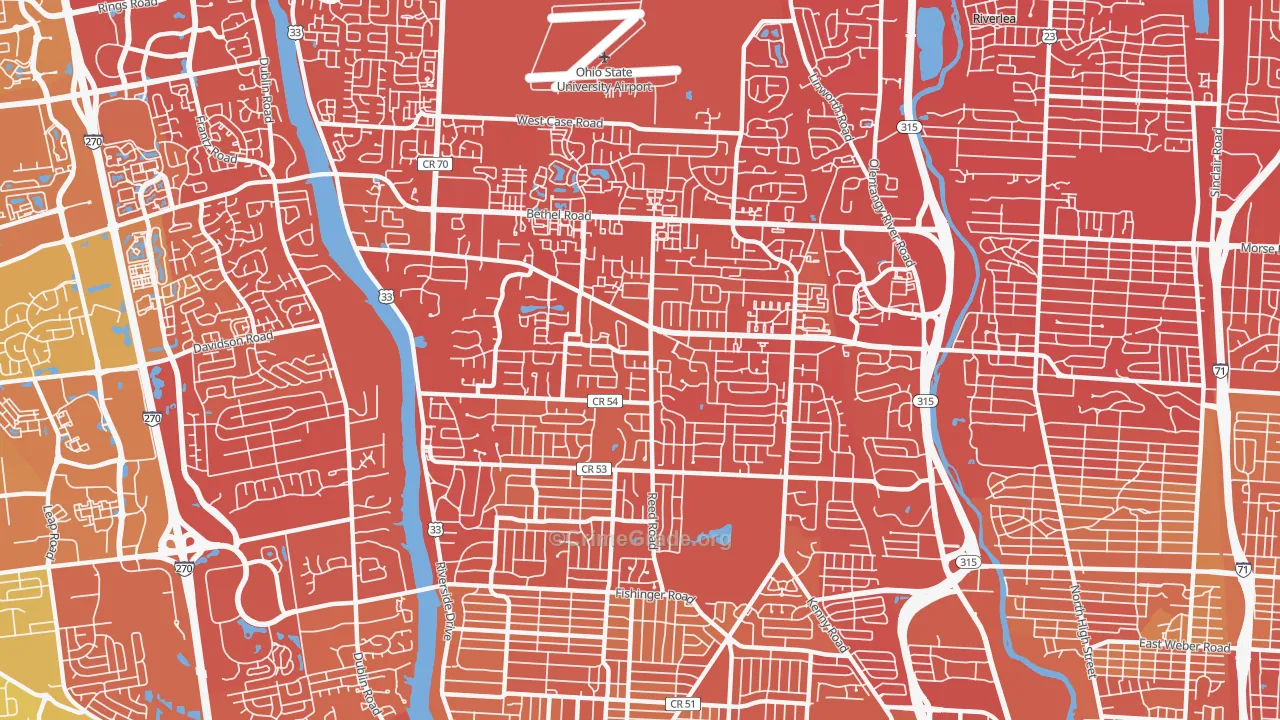 43220, OH Map of Drug-Related Crime Rates