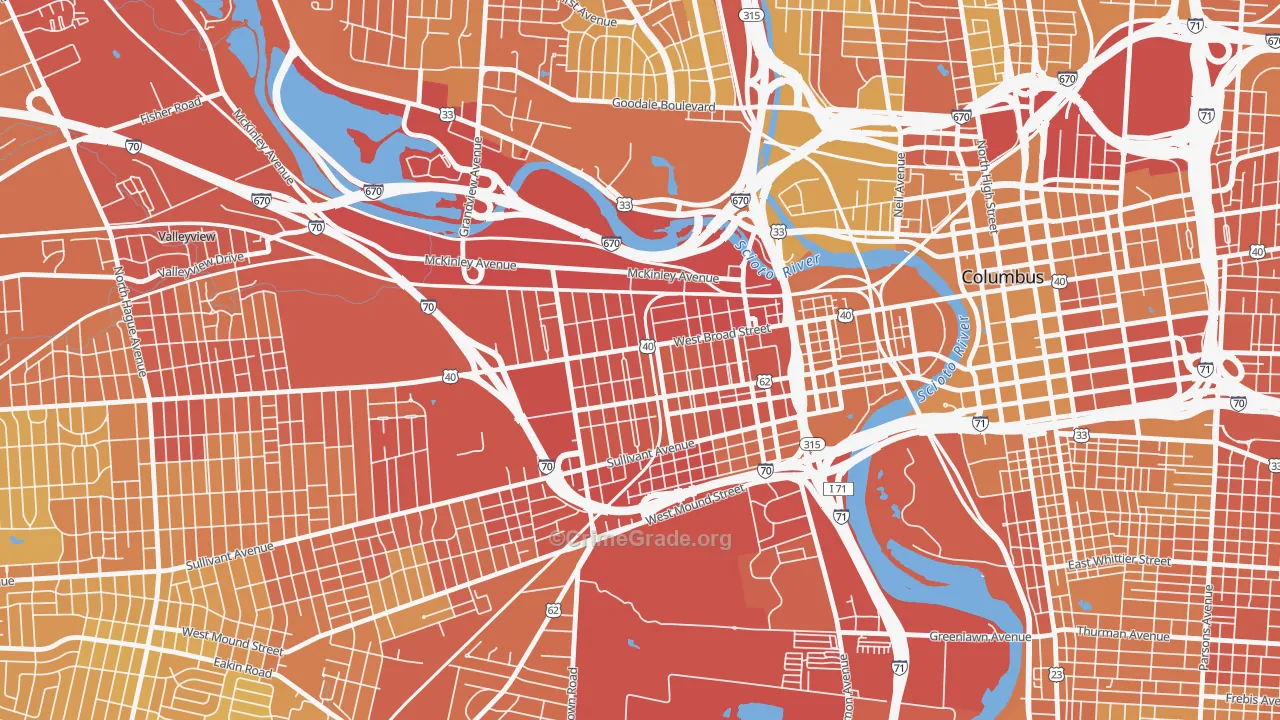 43222, OH Map of Drug-Related Crime Rates