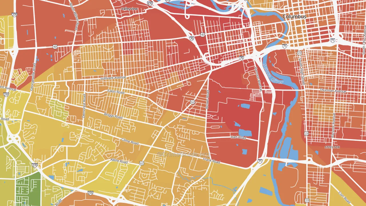 43223, OH Map of Drug-Related Crime Rates