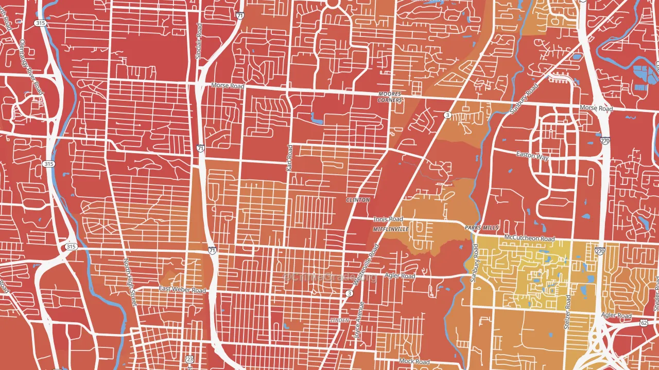 43224, OH Map of Drug-Related Crime Rates