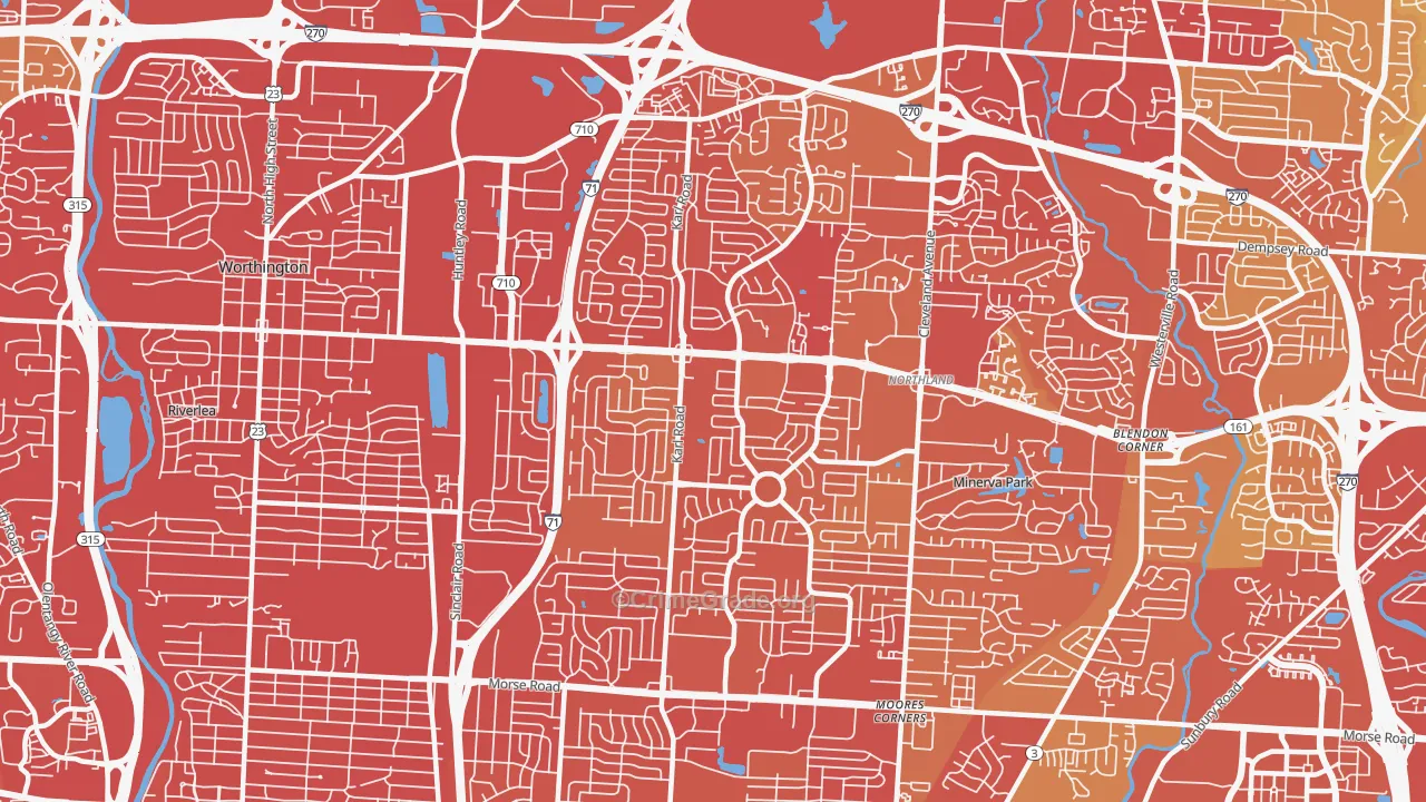 43229, OH Map of Drug-Related Crime Rates
