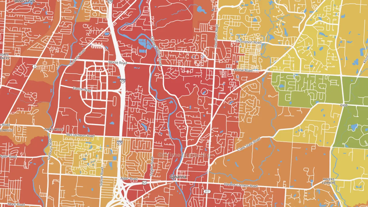43230, OH Map of Drug-Related Crime Rates