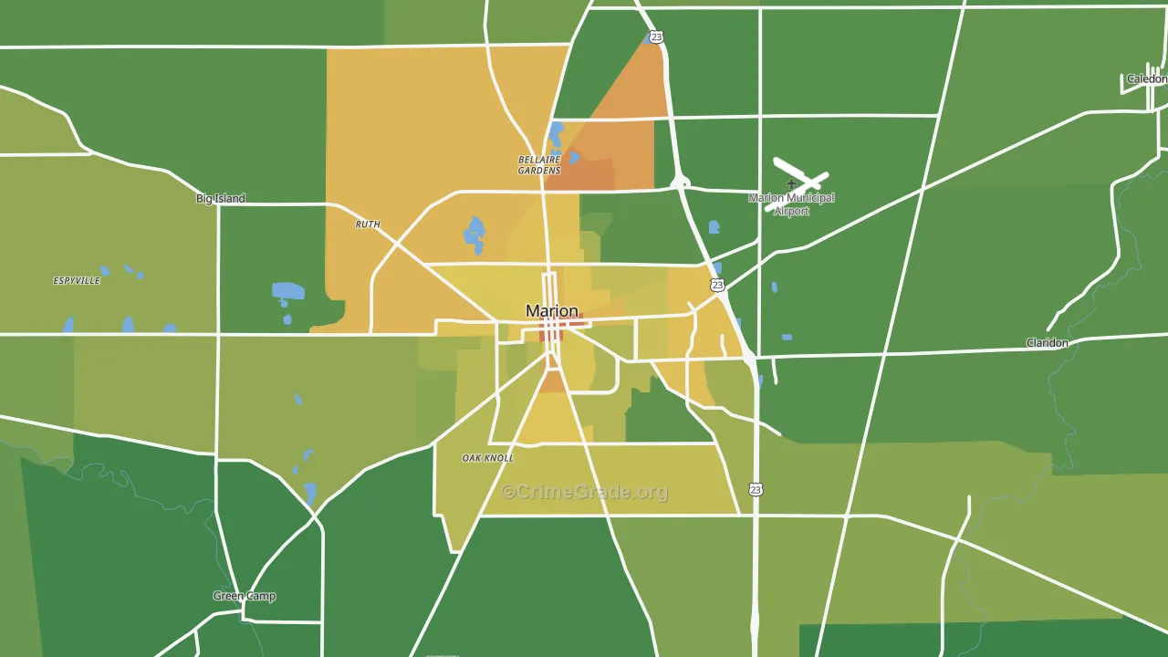 43302, OH Map of Drug-Related Crime Rates