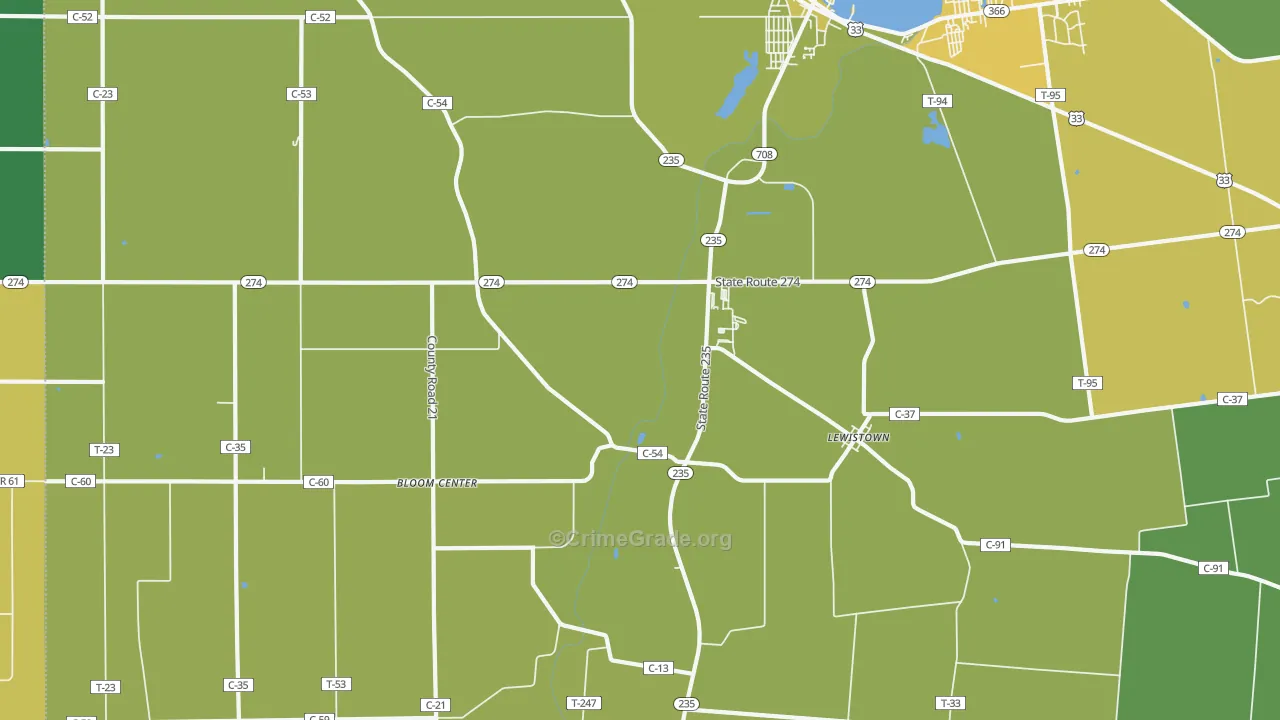 43333, OH Map of Drug-Related Crime Rates