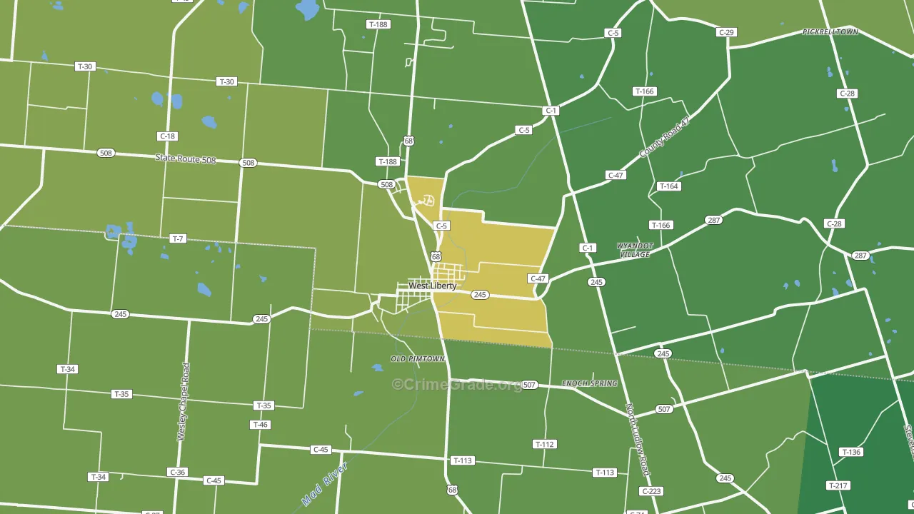 43357, OH Map of Drug-Related Crime Rates