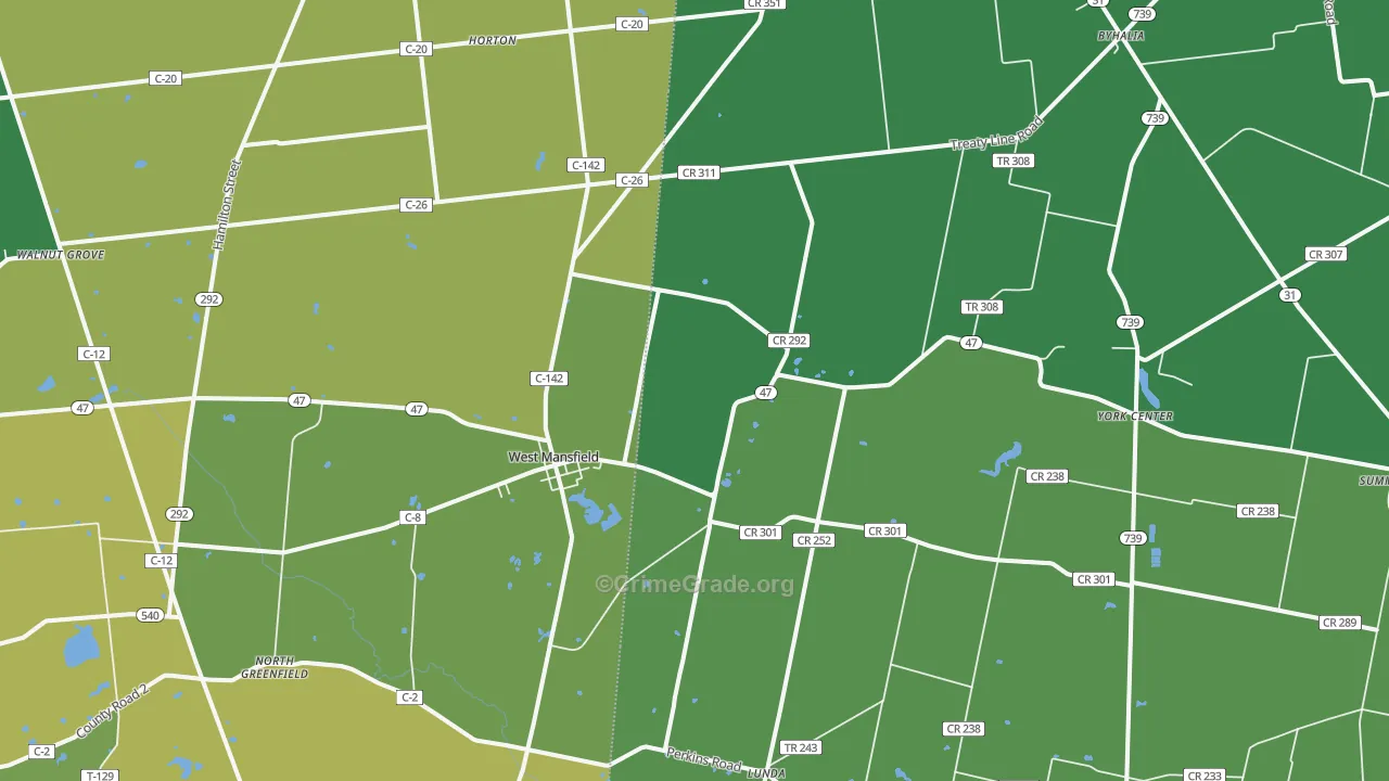 43358, OH Map of Drug-Related Crime Rates