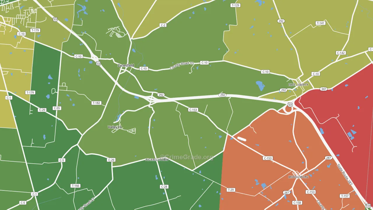 43360, OH Map of Drug-Related Crime Rates