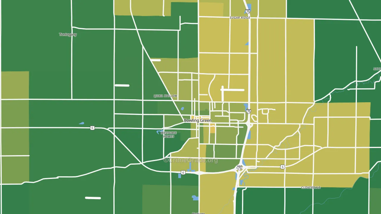 43402, OH Map of Drug-Related Crime Rates